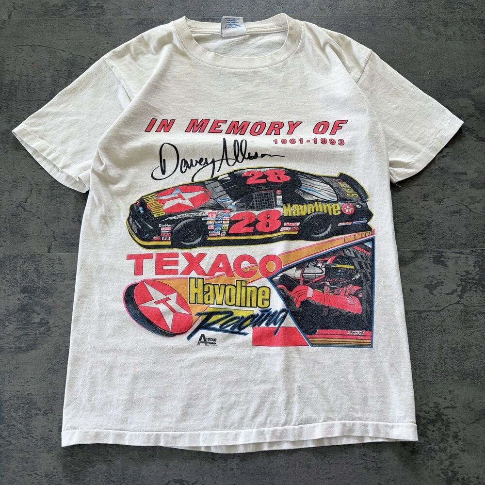 Vintage 1993 Texaco Davey Allison T-shirt Men’s Small 90’s Nascar AOP USA